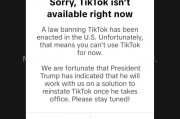 TikTok停止在美服務(wù)，稱特朗普表示上任后將共同尋求恢復(fù)其使用