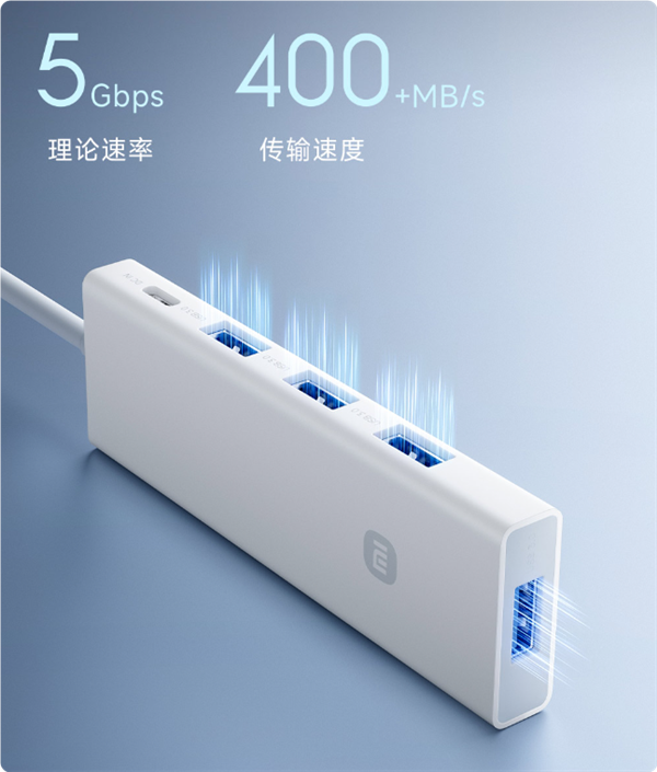49元！小米四合一雙頭分線器開售：四口USB 3.0可同時(shí)傳輸