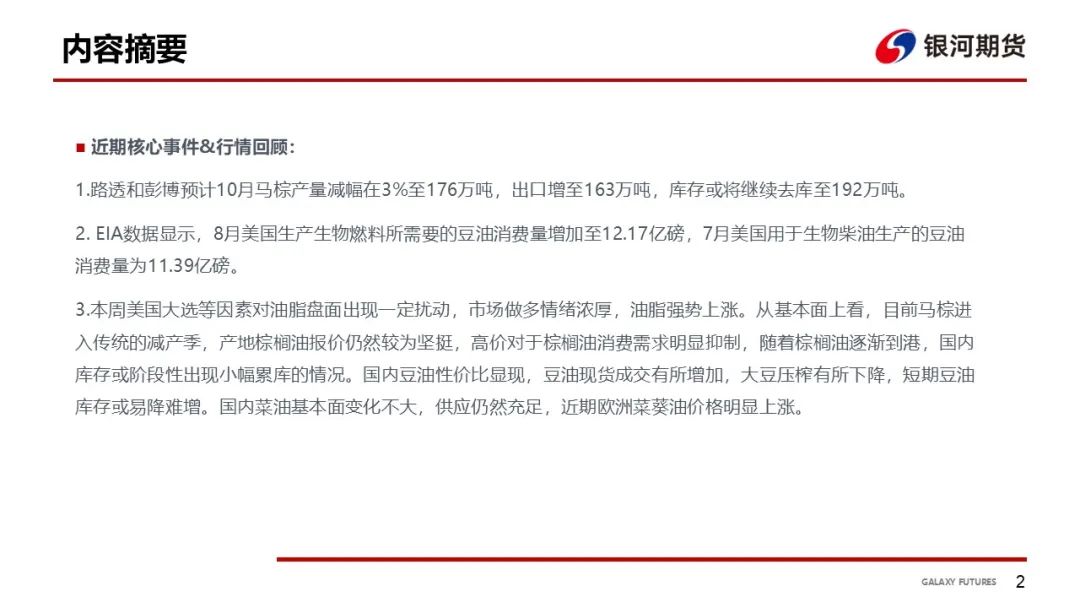 【油脂周報(bào)】USDA超預(yù)期下調(diào)美豆單產(chǎn)，靜待MPOB報(bào)告