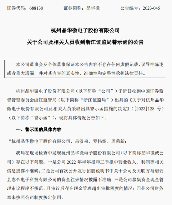 涉嫌信披違法違規(guī)！知名芯片股晶華微，被立案！
