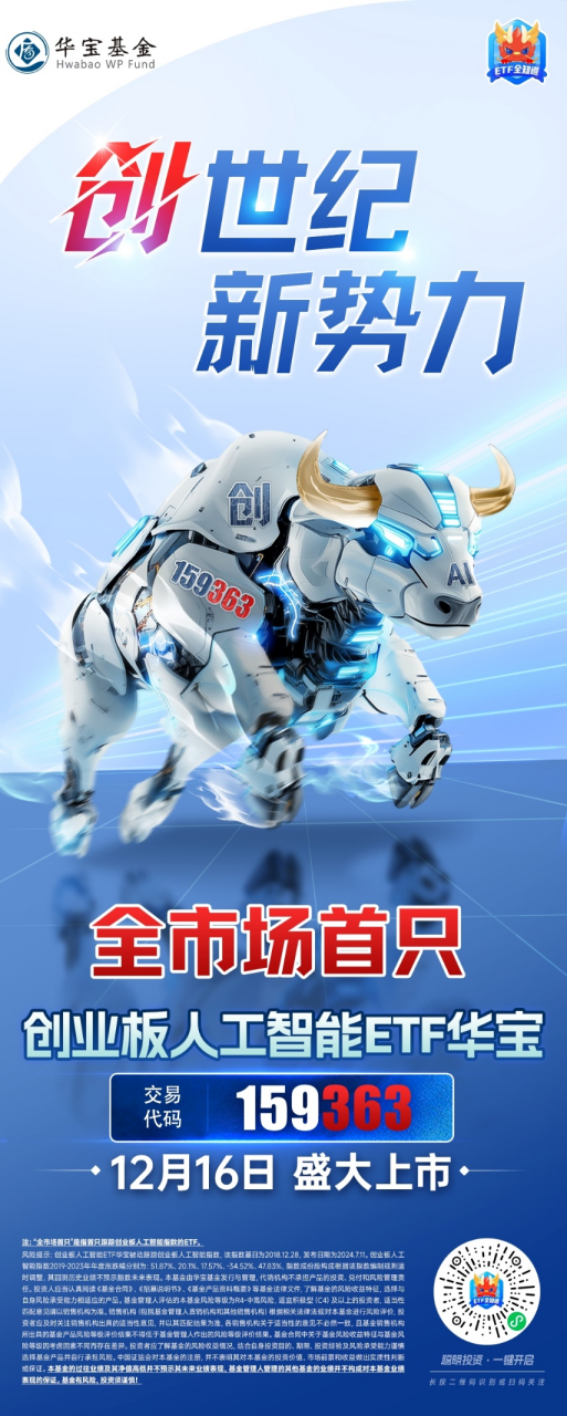 12月16日上市！全市場首只，“編號(hào)159363”的創(chuàng)業(yè)板人工智能ETF華寶澎湃上市，Reset中國AI投資新坐標(biāo)！