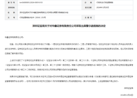 中信證券，被采取監(jiān)管措施！招商證券、華鑫證券也被點名