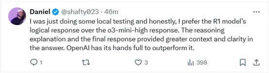 OpenAI緊急上線O3 Mini，網(wǎng)友熱評(píng)：DeepSeek R1 vs O3 Mini