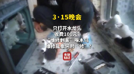 視頻|央視315曝光維修刺客啄木鳥：家庭維修只開個水龍頭收費(fèi)100元 平臺投訴量超過6000條