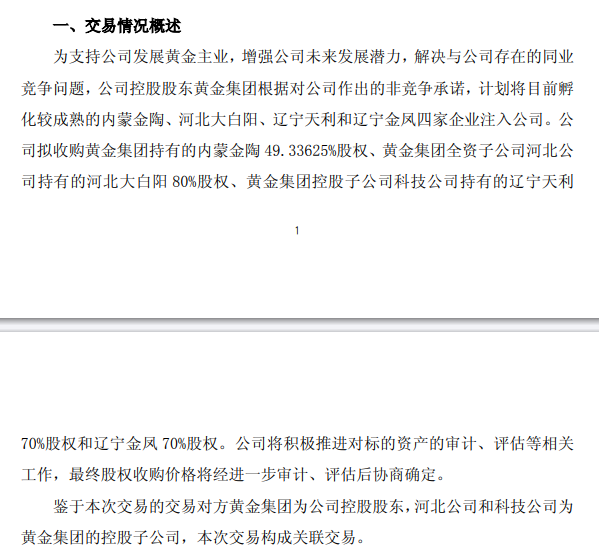 中金黃金，控股股東擬注入資產(chǎn)
